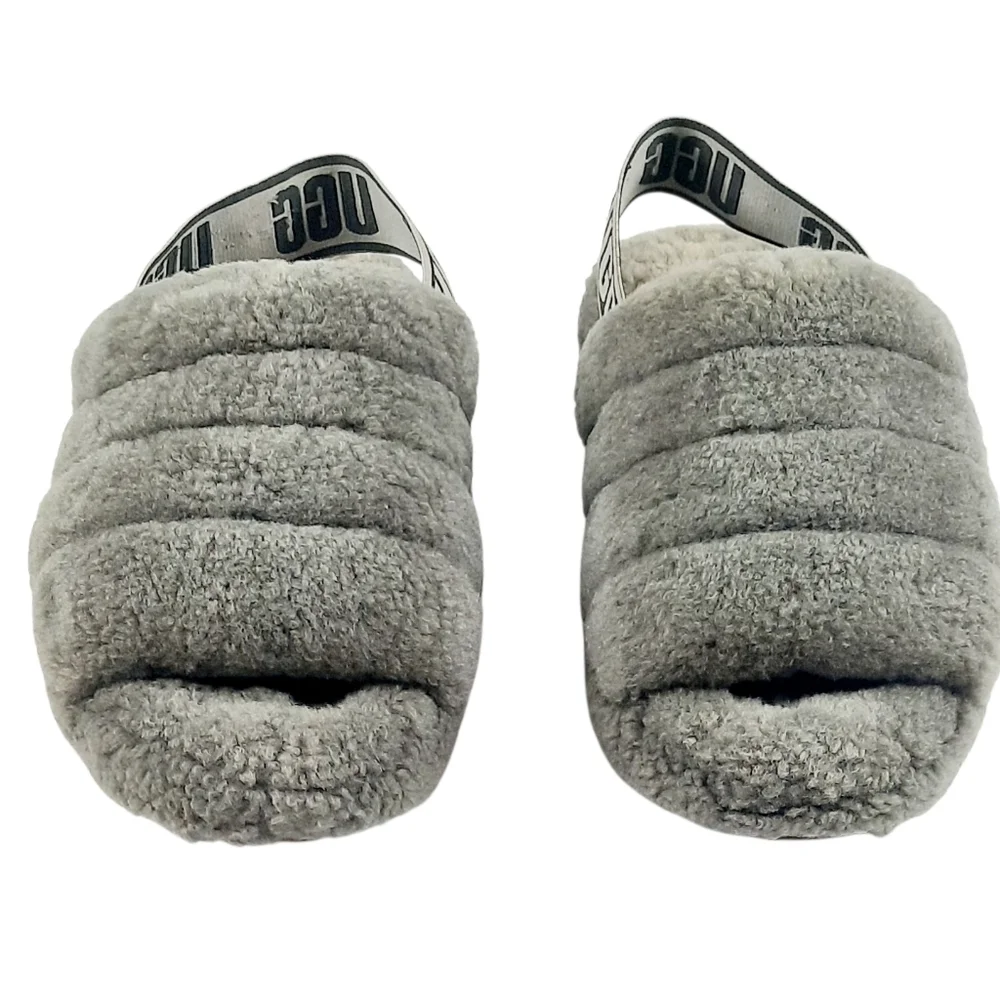UGG Kids Fluff Yeah Slide Slipper Charcoal Gray Size 2K